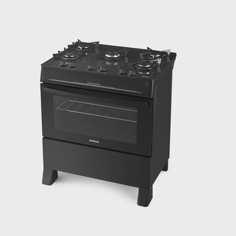 Fogão de Piso Itatiaia 5 Bocas com Mesa de Vidro Electra Glass New Preto – Bivolt