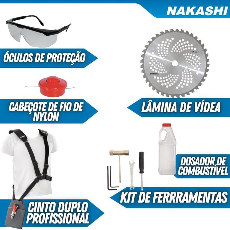 Roçadeira Lateral Nakashi L450-k 45,4cc 2t Com Acessórios