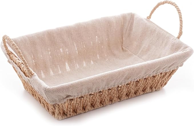 WOLFF - Cesta Retangular de Papel com Forro em Tecido com Alça 31cm x 19cm x 12cm