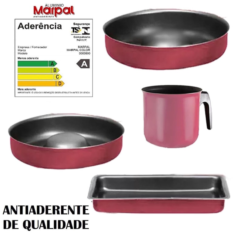 Kit de Panelas 13 Peças Rose Antiaderente com Tampa de Vidro