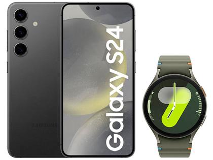 Smartphone Samsung Galaxy S24 256GB Preto - 5G + Smartwatch Watch7 40mm Verde