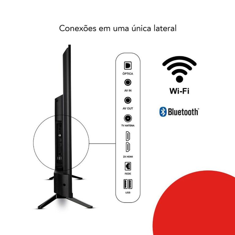 Smart TV 43" LED AIWA BL-02-A 2 HDMI 2 USB Processador Quad Core - Preto